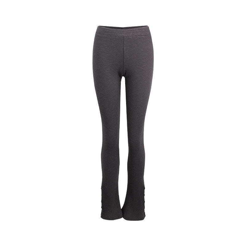 Rib Flare Button Pants (2color)
