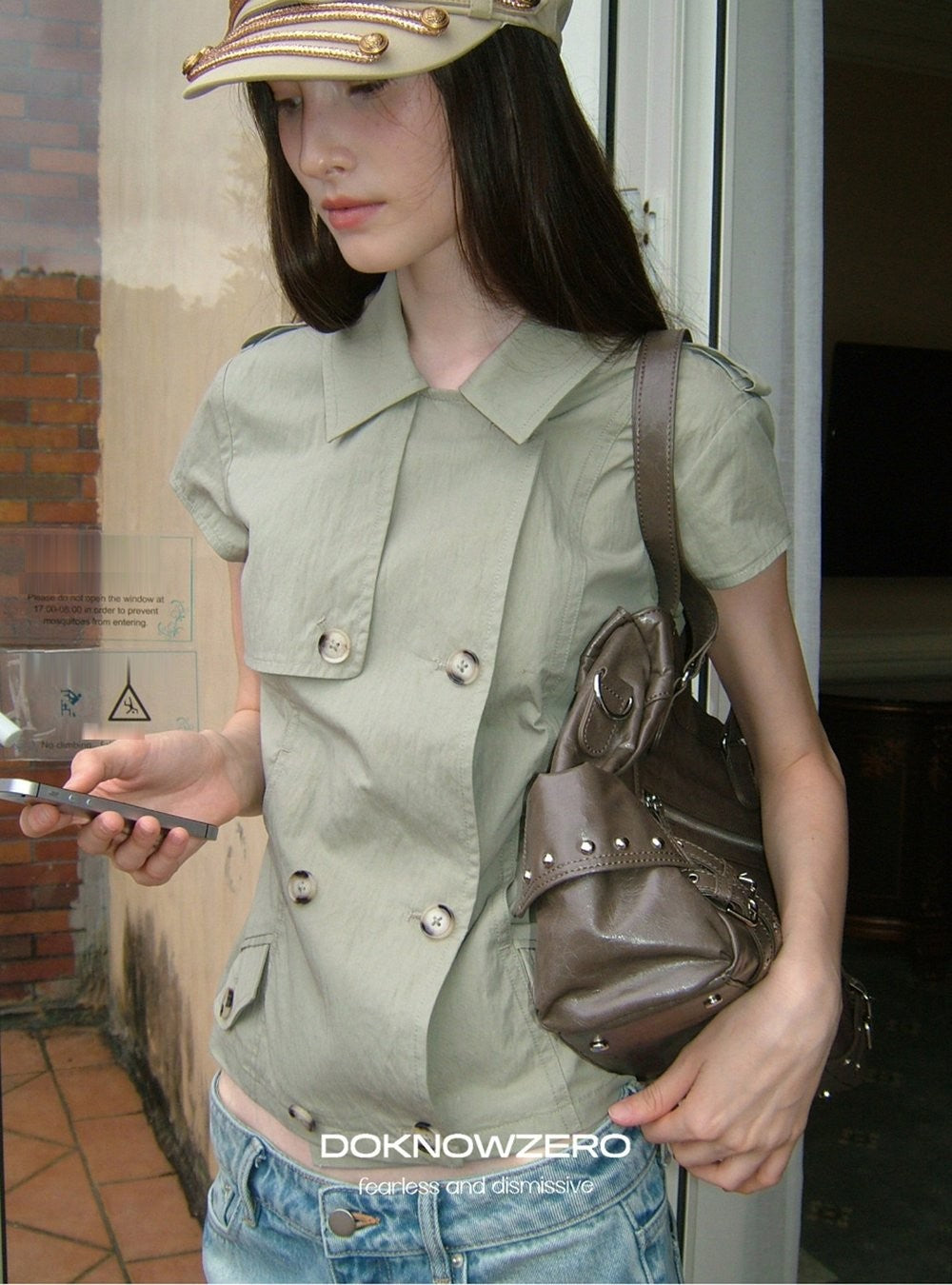 Double Button Crop Jacket
