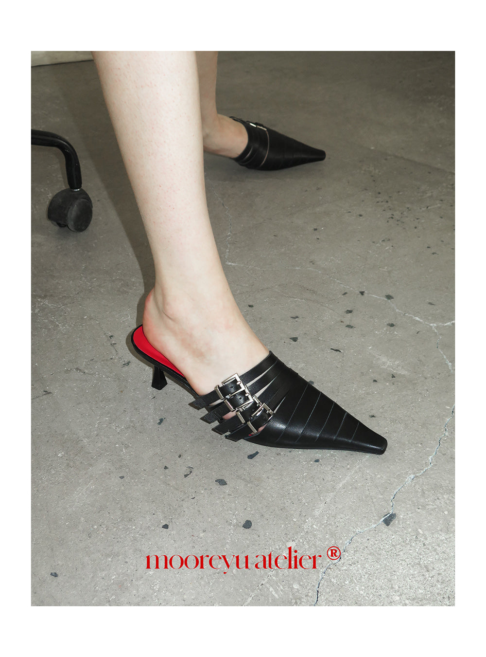 Crimson Slash Mule Heels