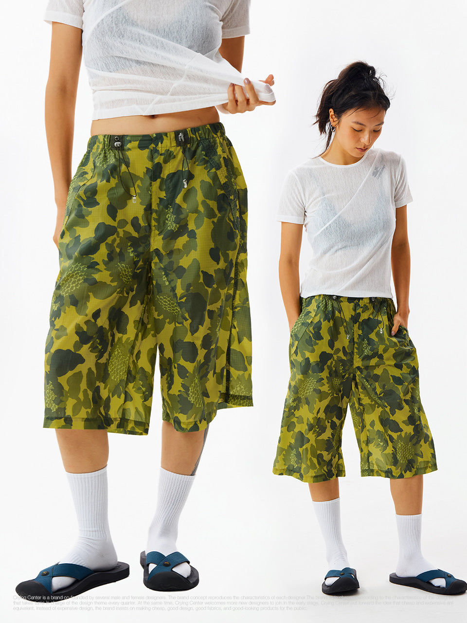 CryingCenter Flower Cargo Bermuda Pants
