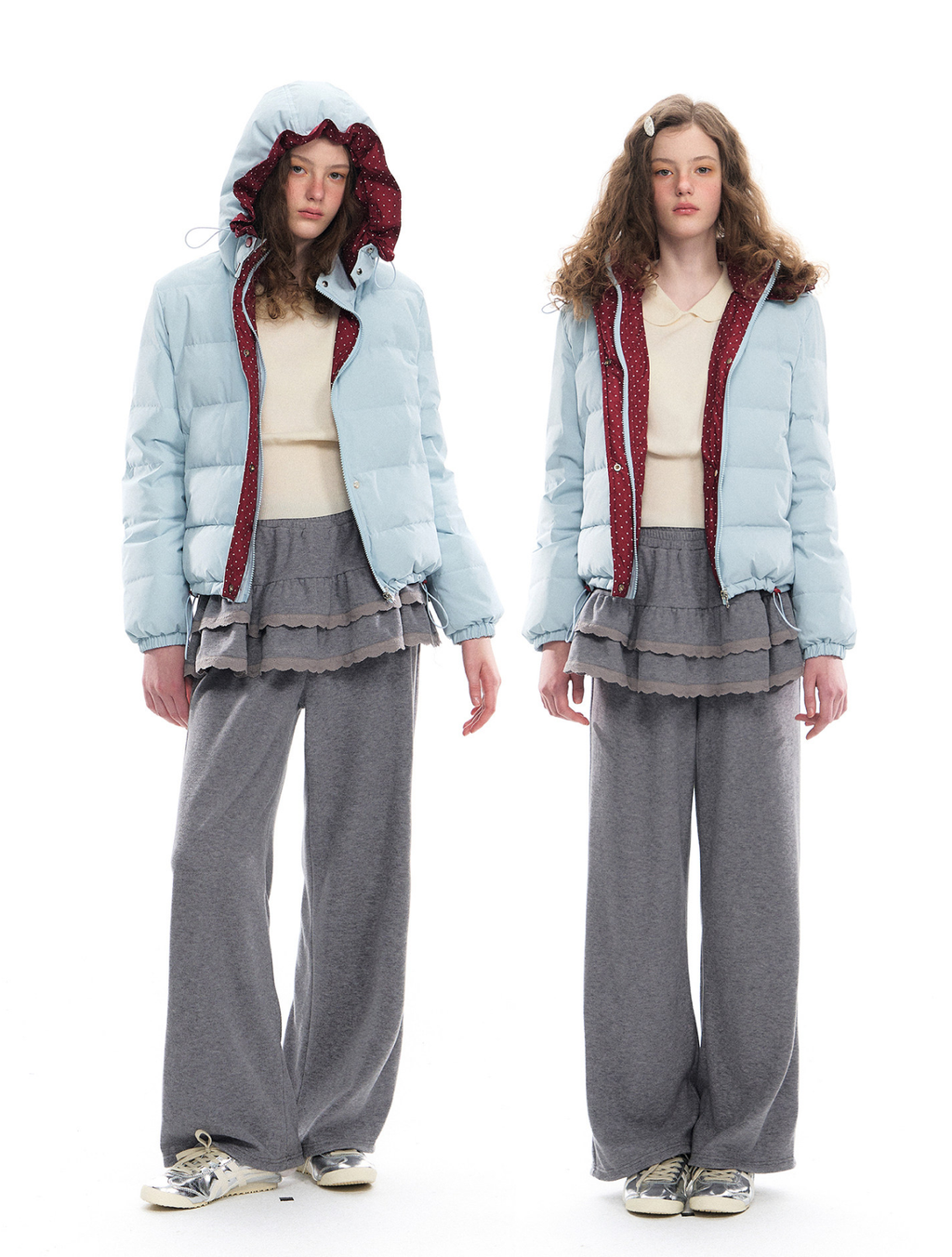 Romance Nanci Polka Dot Cropped Down Jacket