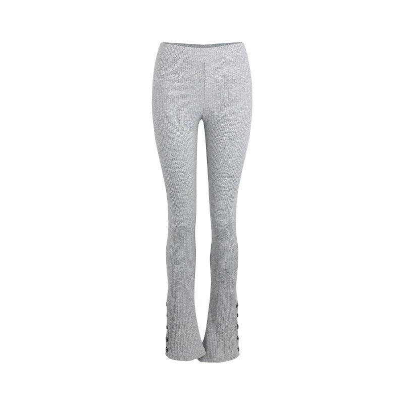 Rib Flare Button Pants (2color)