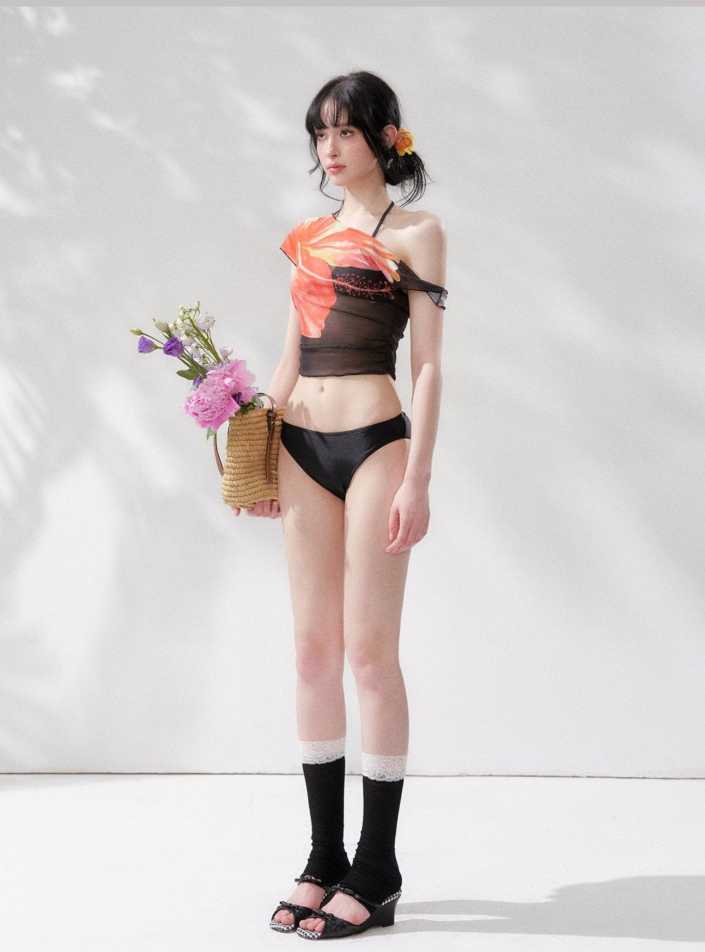 Tropical Bloom Mesh Swim Set (3Piece)