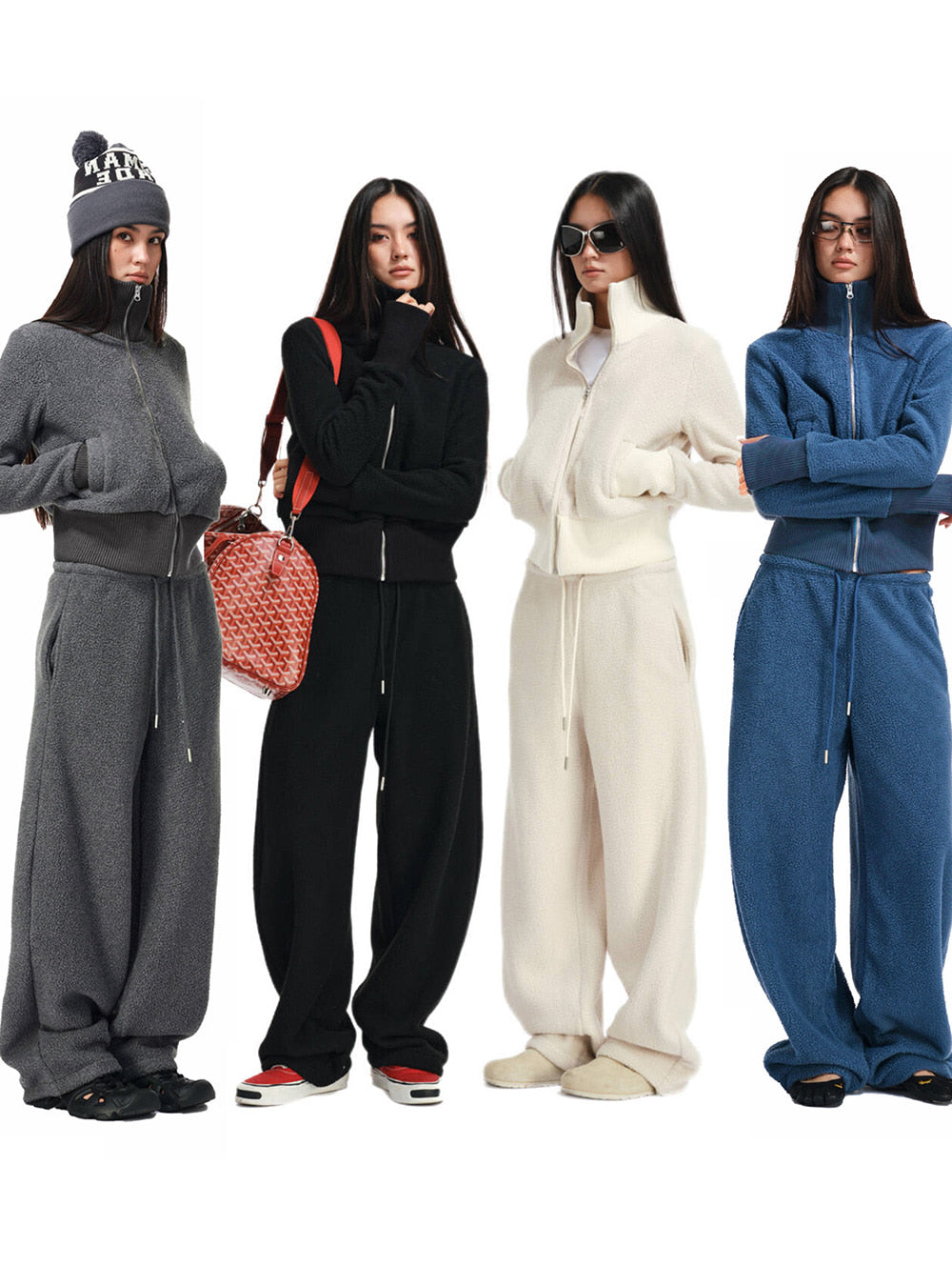 Soft Curve Zip-Up & Wide Pants (4color)