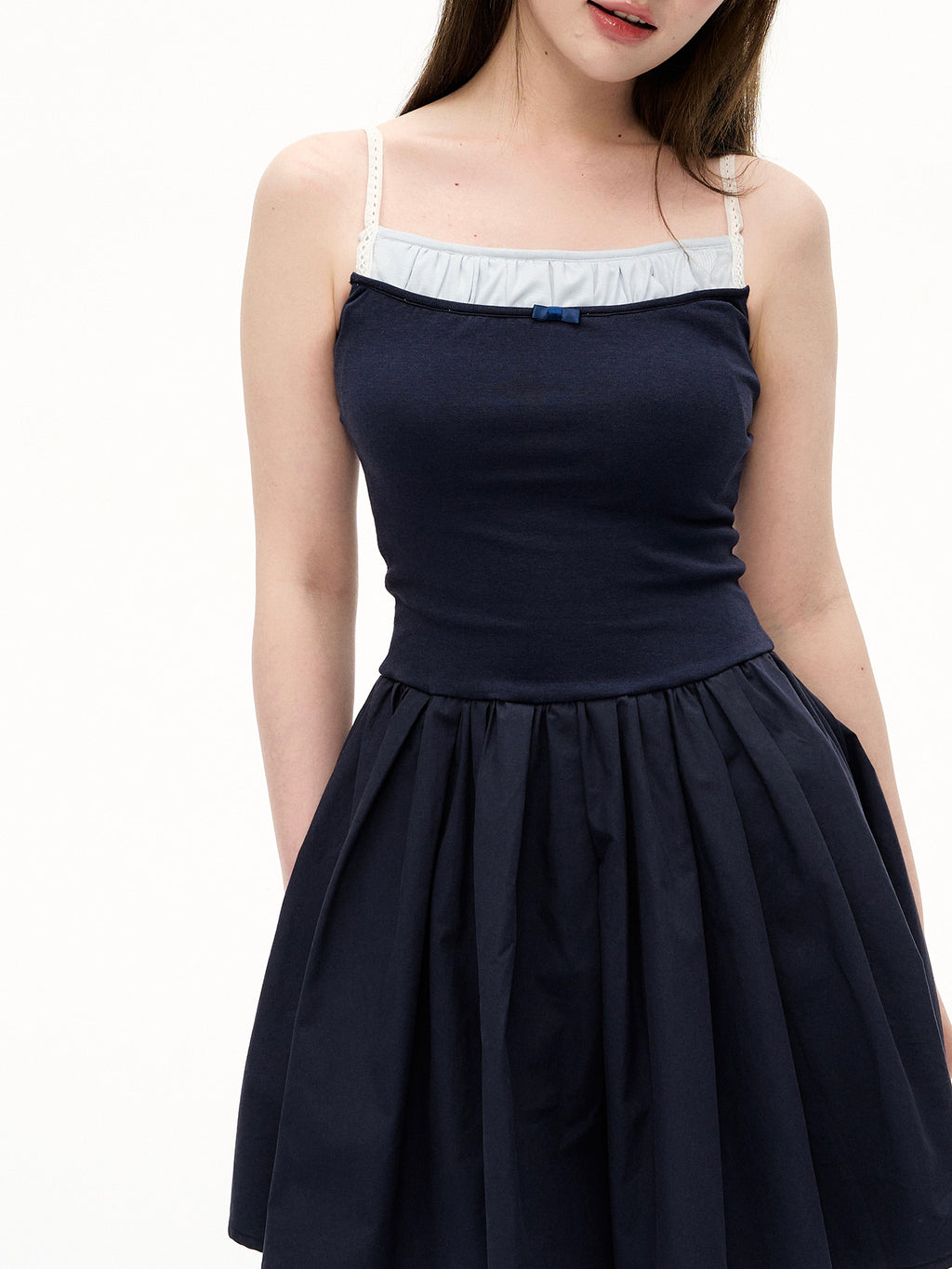 Romance Nanci Fake Two-Piece Navy One-Piece