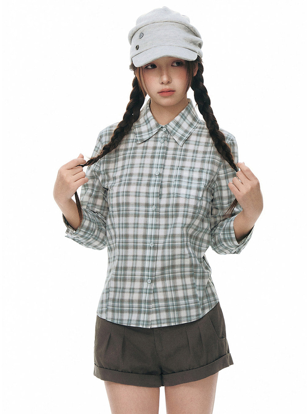 Fresh Mint Green Plaid Shirt