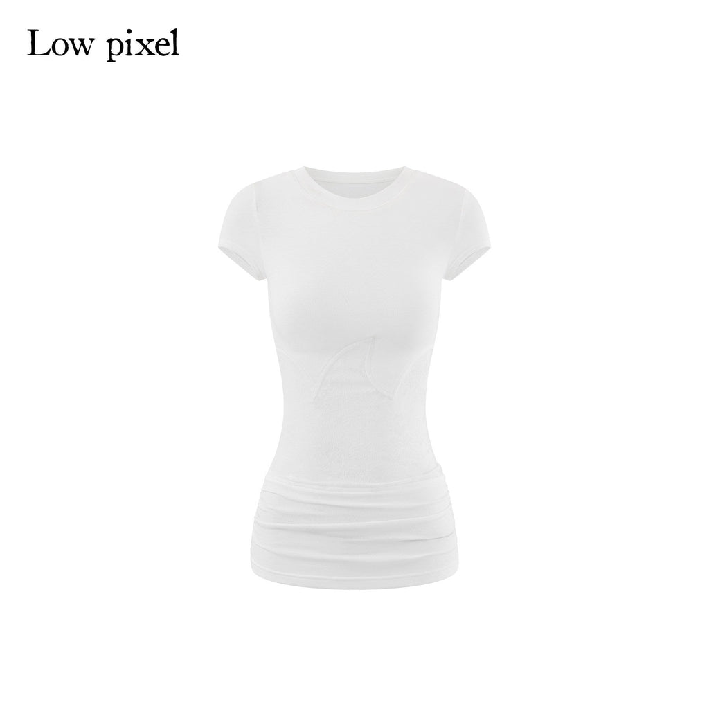Lyocell Slim Street Patchwork For Women Round Neck Short Sleeve T-Shirts