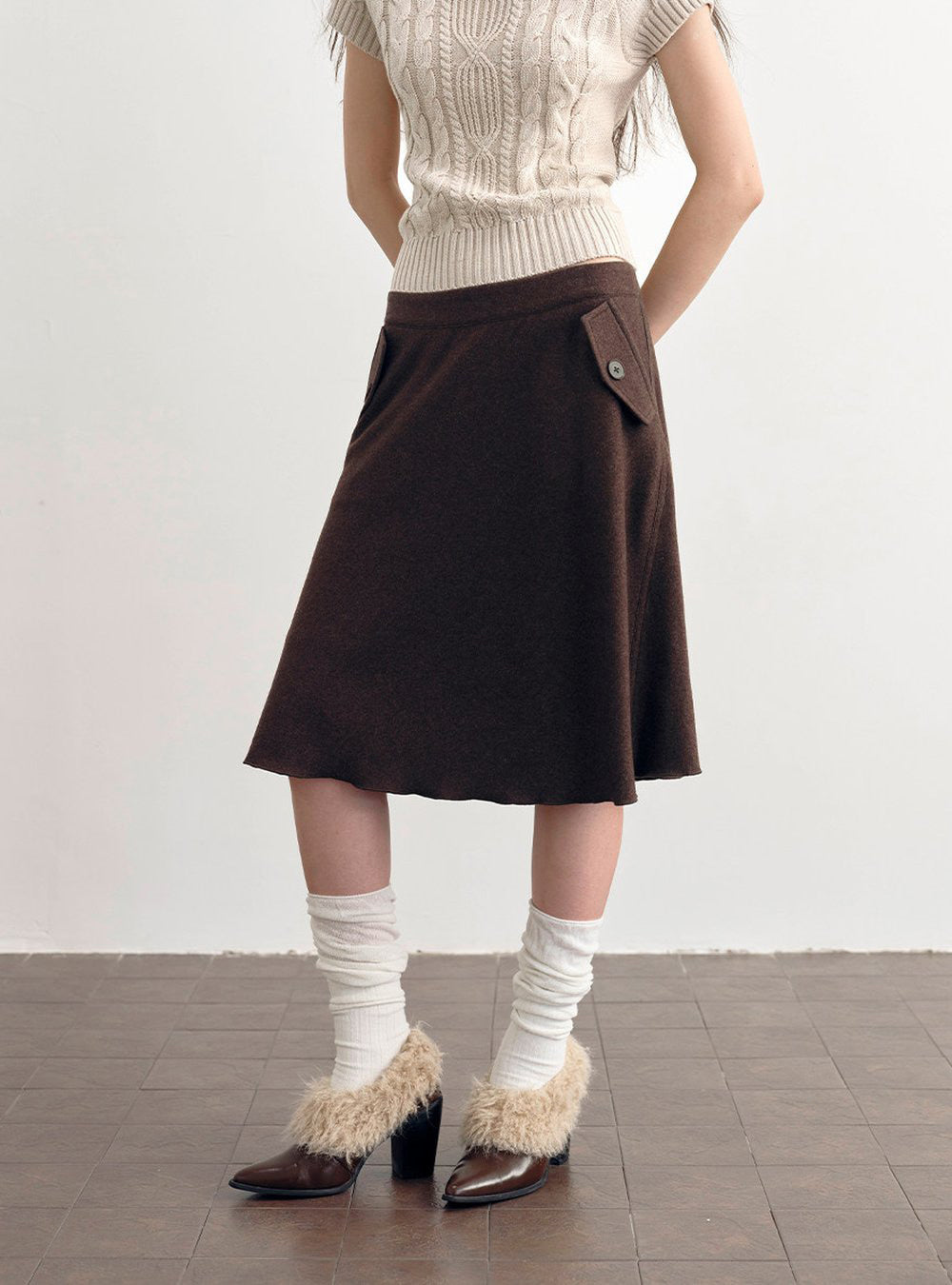 Chestnut Flap A-Line Skirt