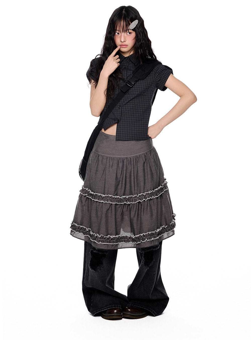 Soot Ruffle Drift Skirt (2color)