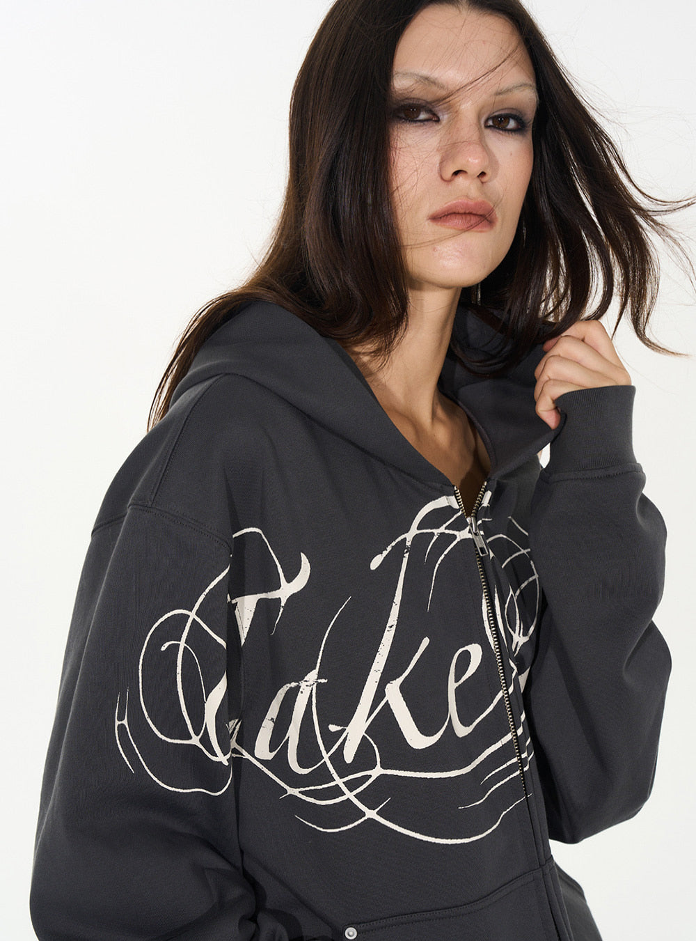 Dual-Zip Printed Hoodie (2color)