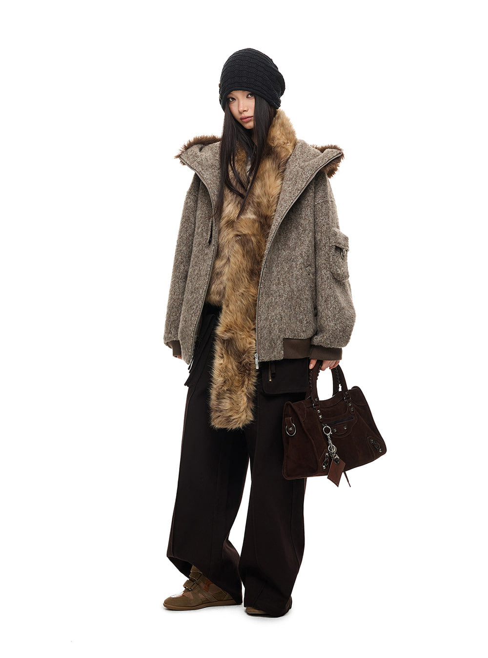 Warm Fur Collar Short Fleece Jacket