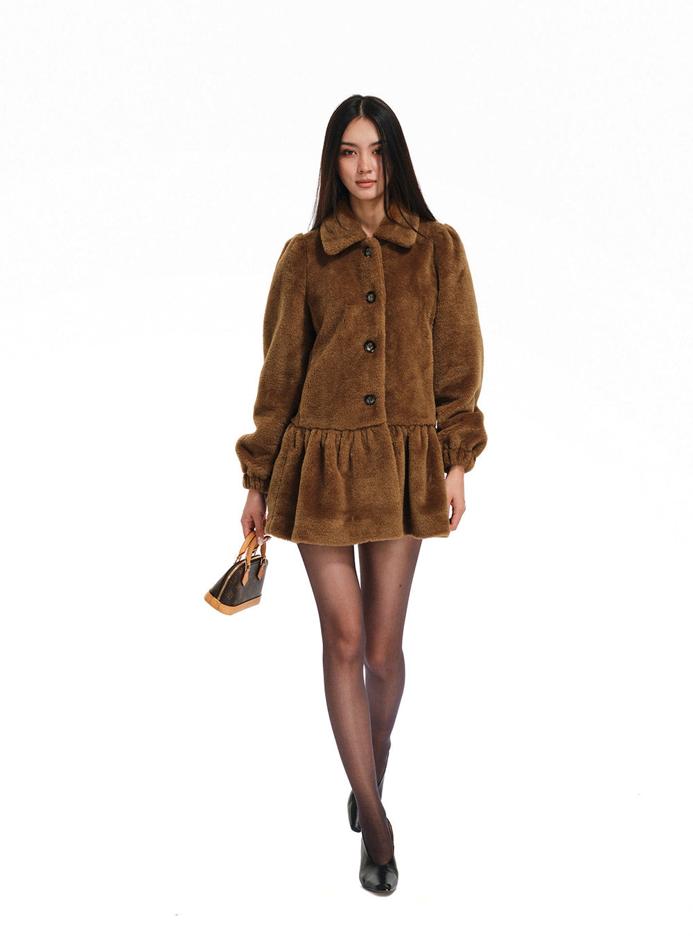 Volume Flare Faux Fur Coat (2color)