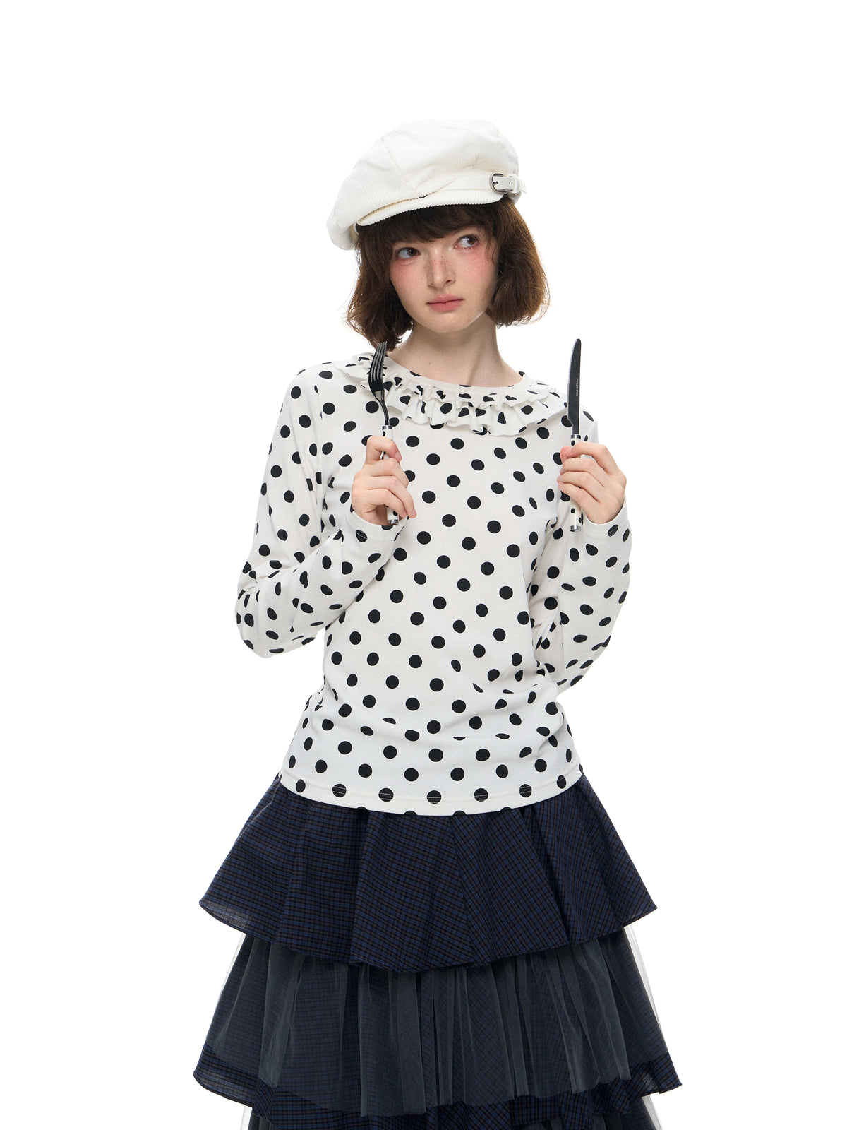 Romance Nanci Ruffle Dot Long Sleeve