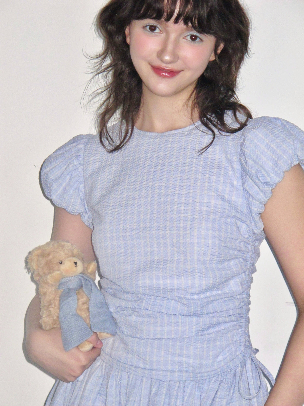 Romance Nanci Puff Sleeve Shirring Point Dress