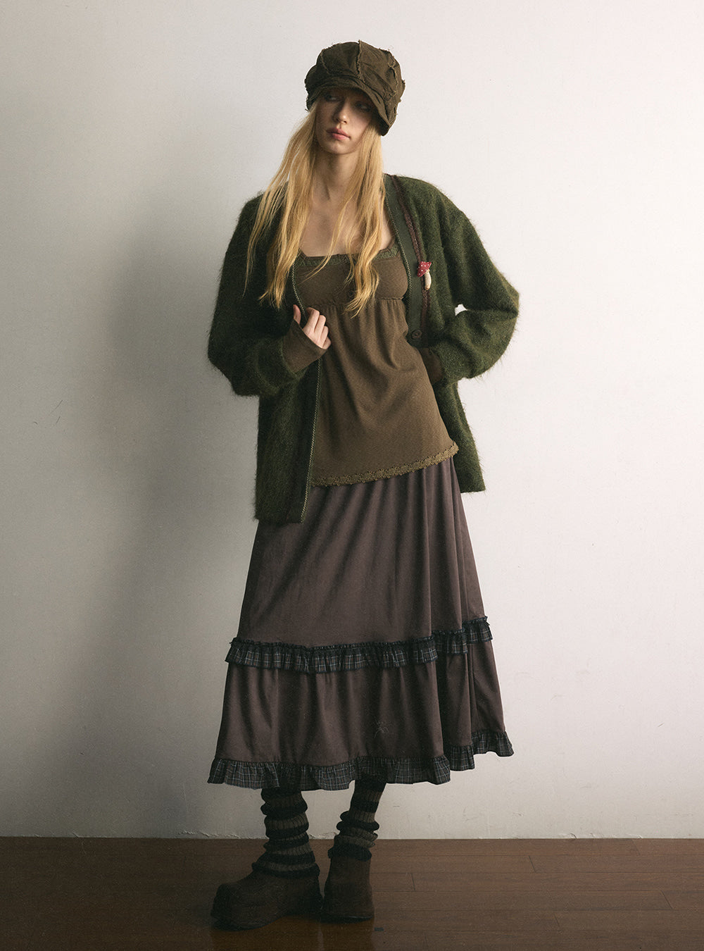 Wild Grape Layered Check Skirt