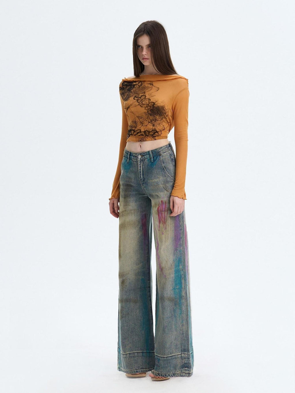 Washed Blue Button Fly Mid Rise Slight Stretch Sexy Straight Leg Jeans