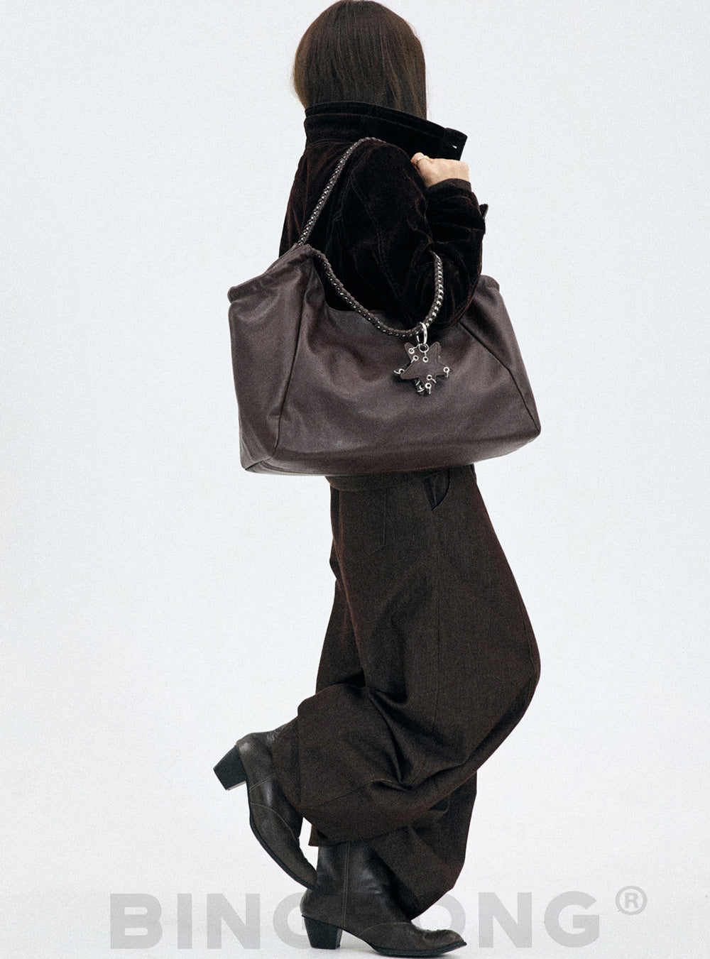 Chain Gathered Shoulder Bag (2color)