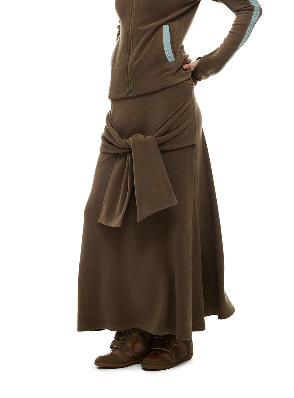Cozy Fur Trim Hoodie & Long Skirt