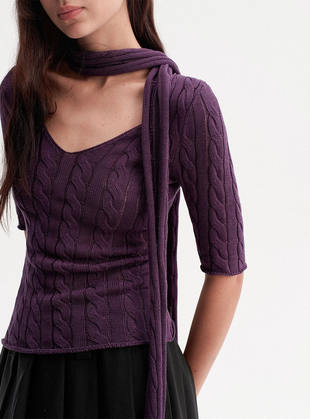 Cable Knit Scarf Top (2color)