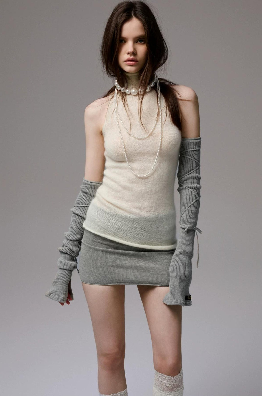 1JINN STUDIO | HIGH NECK MOHAIR KNIT TOP【ID:TN00069】