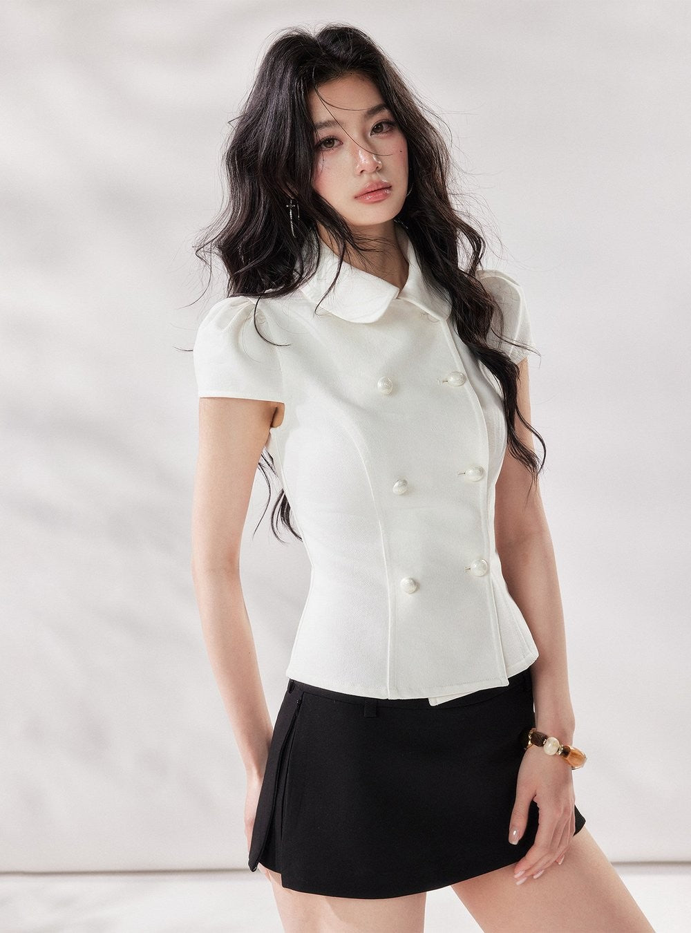 Pearl Button Doll Collar Top