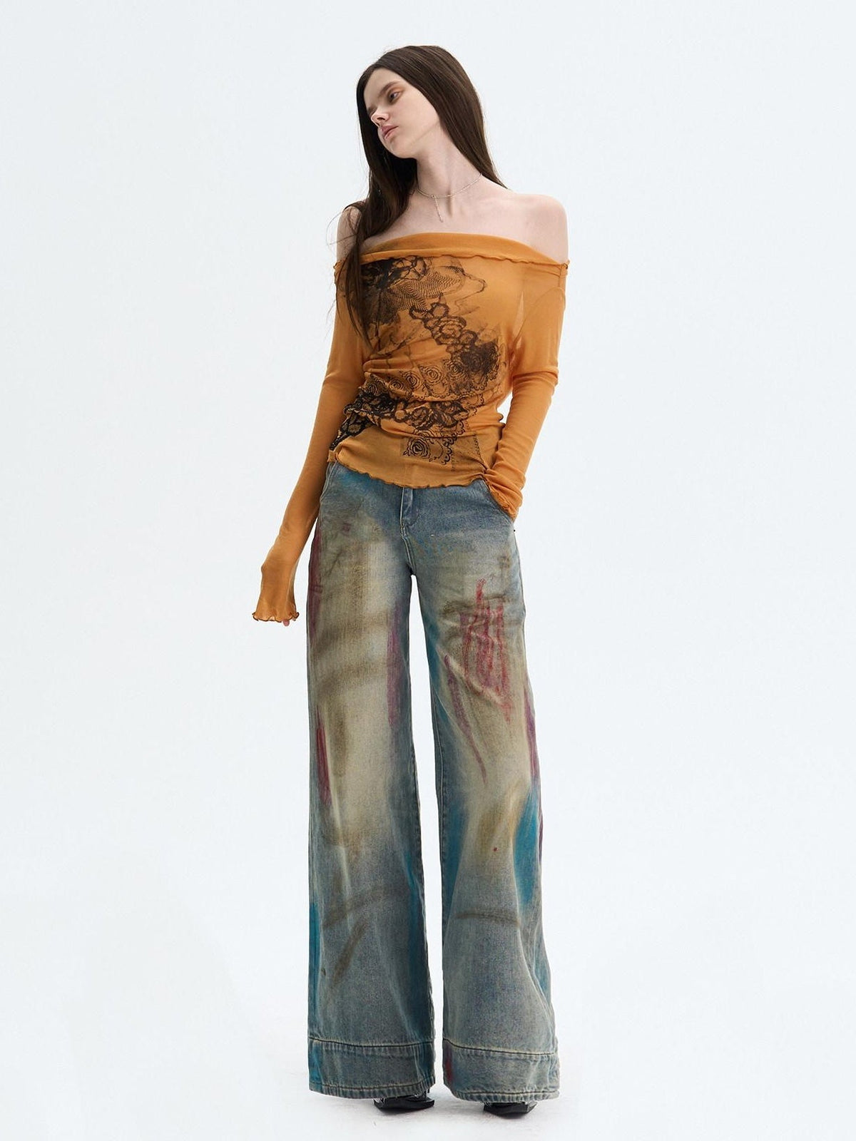 Washed Blue Button Fly Mid Rise Slight Stretch Sexy Straight Leg Jeans
