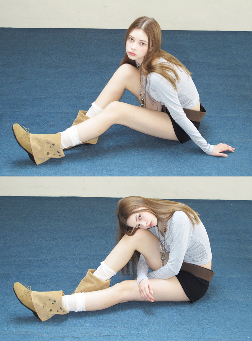 Retro Bow Stack Suede Boots