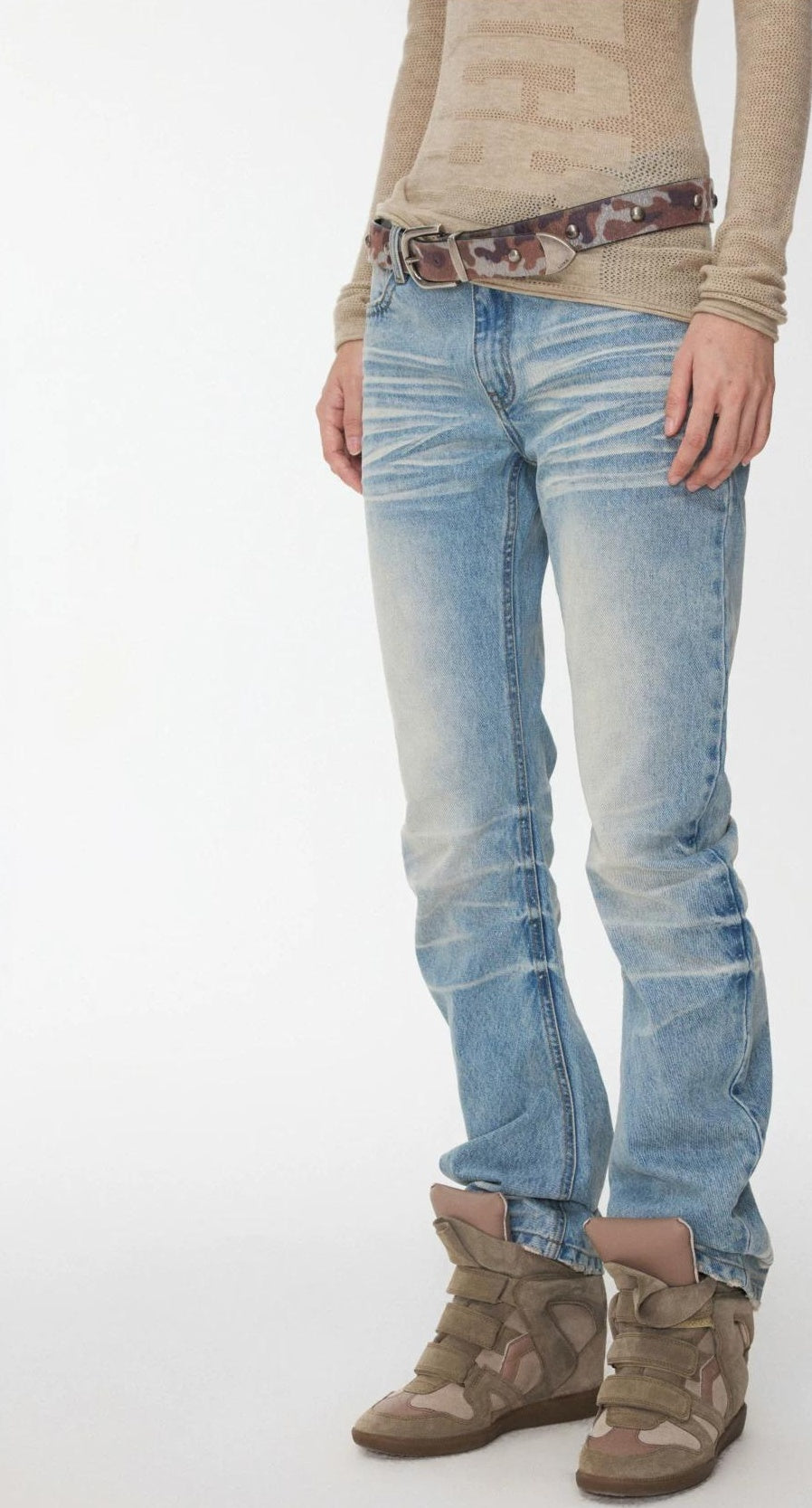 1JINN STUDIO | VINTAGE WHISKERS LOW-WAIST JEANS【ID:TN00070】