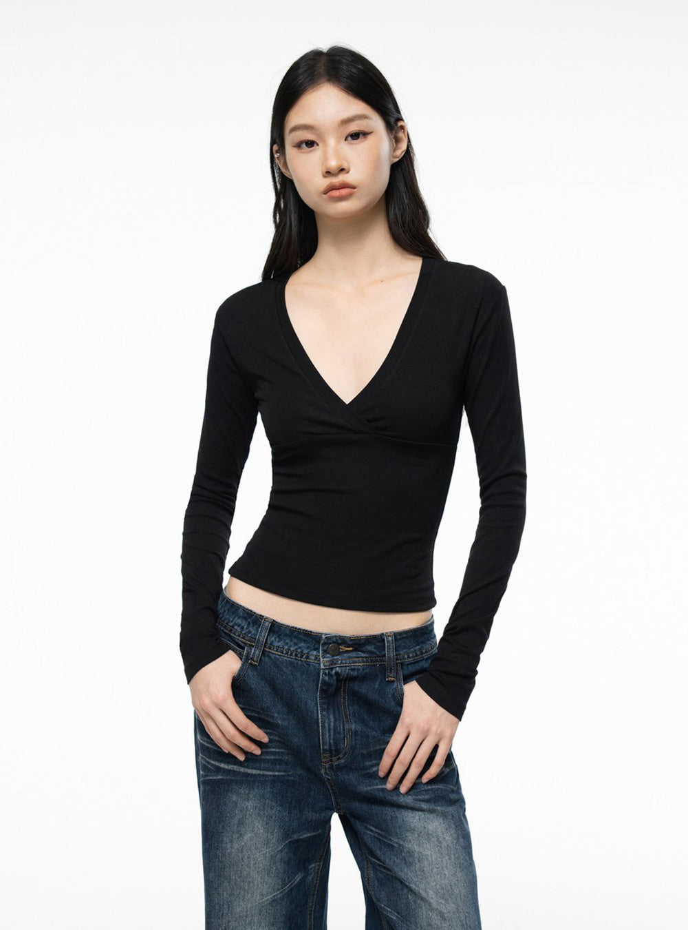Deep V Wrap Top (2color)