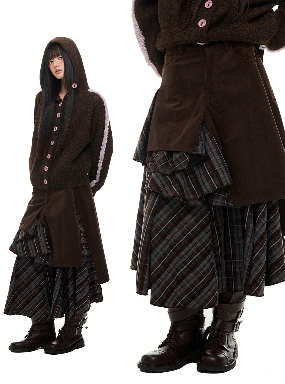 Mixed Texture Flare Skirt (2color)