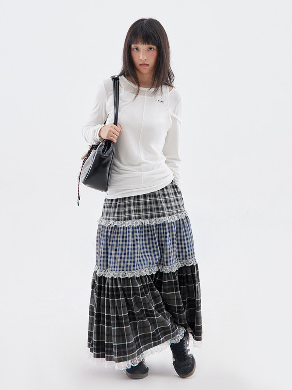 CryingCenter Layered Check Skirt