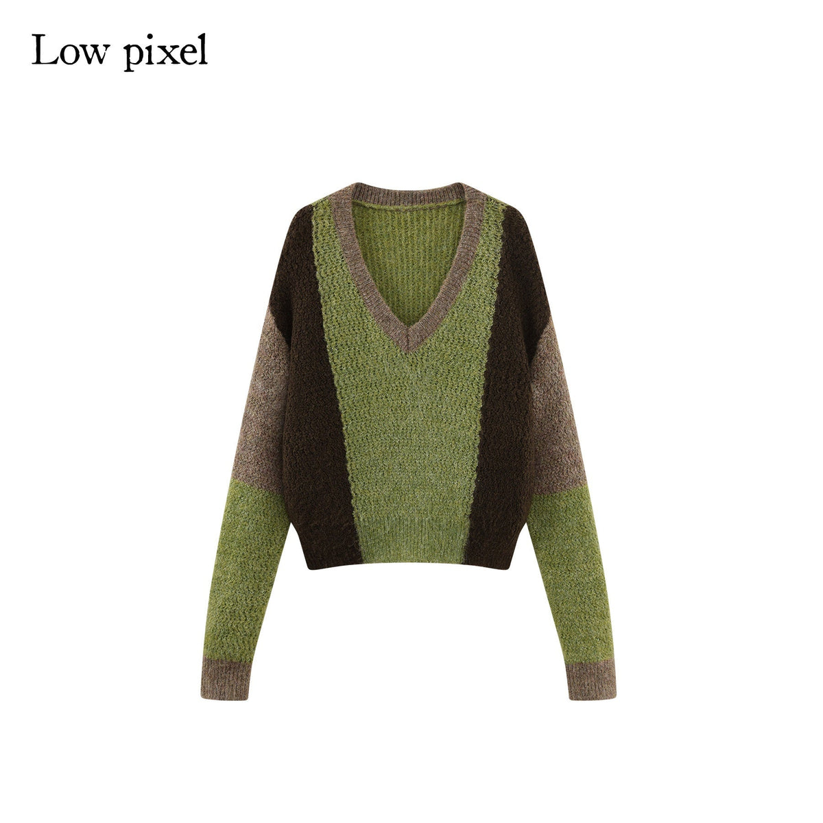 Thick Sheep Wool Patchwork Streetwear Loose Fit V-neck Pullover Youth Sweaters