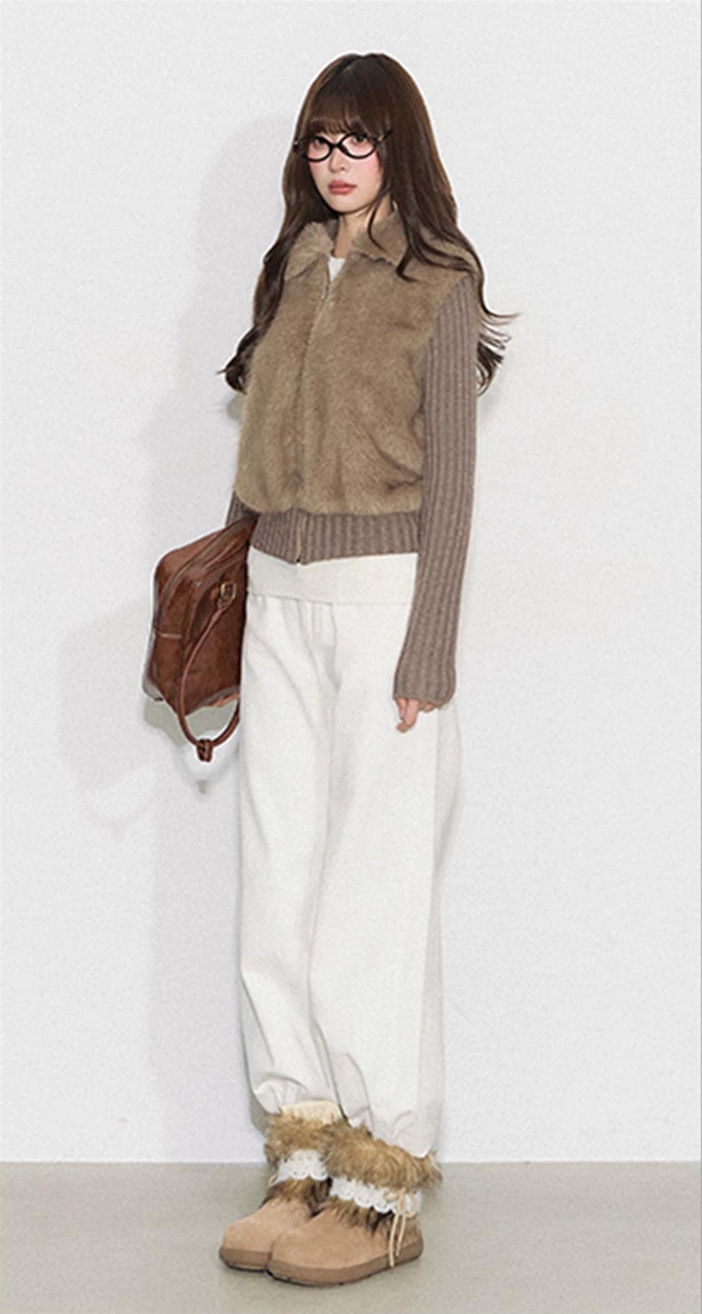 THELIGHT | FURRY SPLICED SHORT COAT【ID:TN00095】