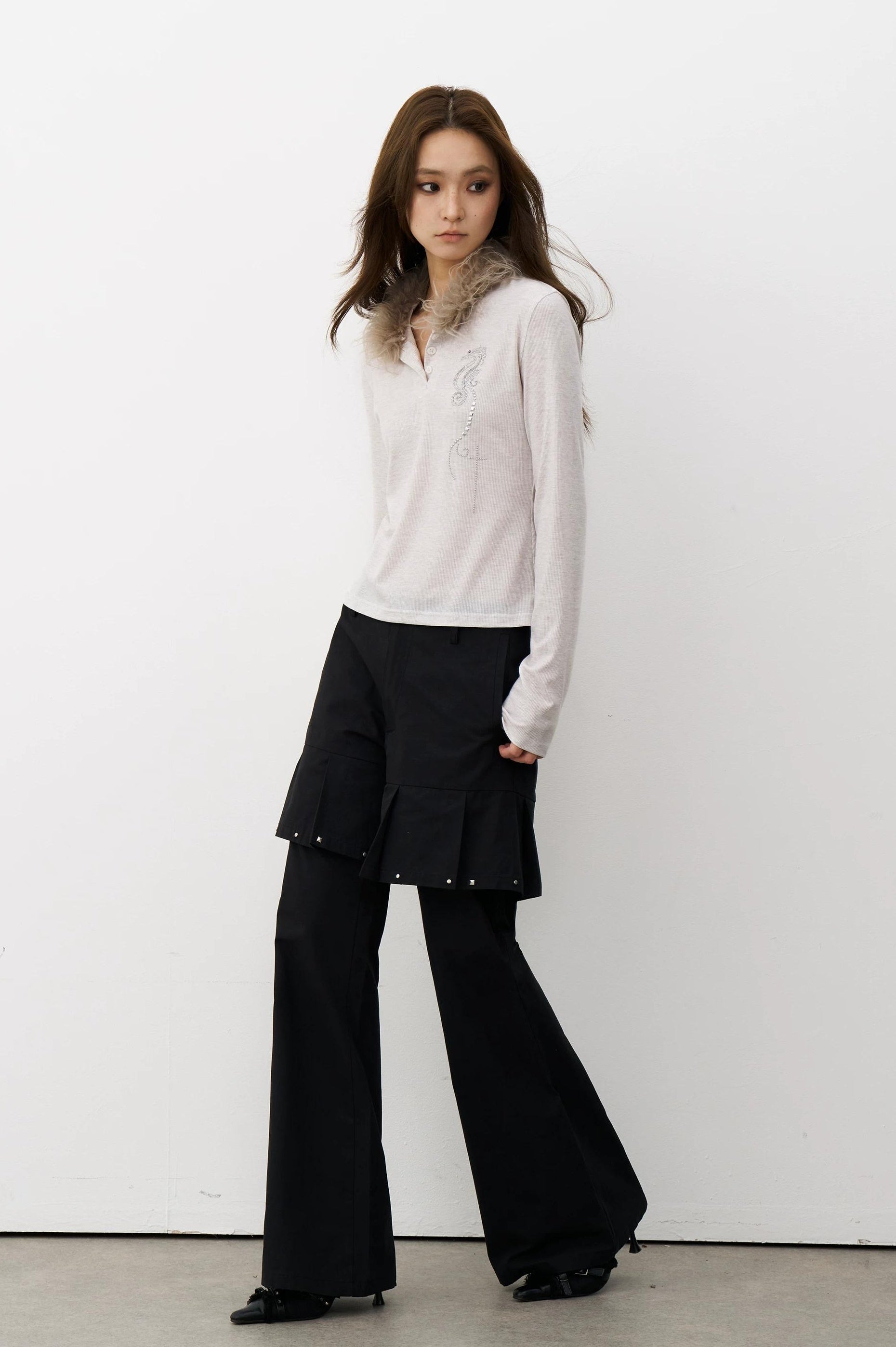 THELIGHT | VINTAGE HENLEY COLLAR TOP【ID:TN00103】