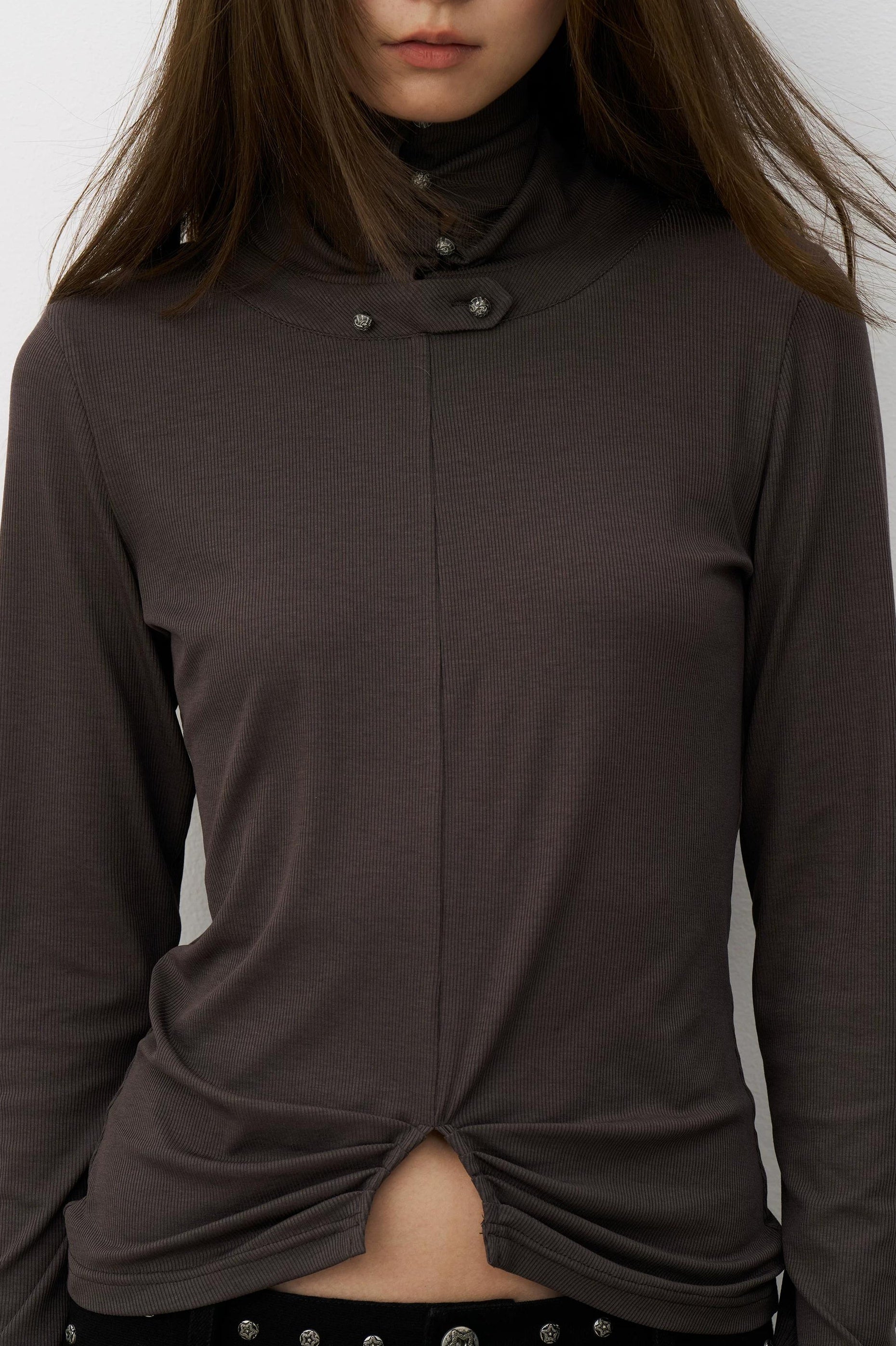THELIGHT | HIGH NECK PLEATED T-SHIRT【ID:TN00122】
