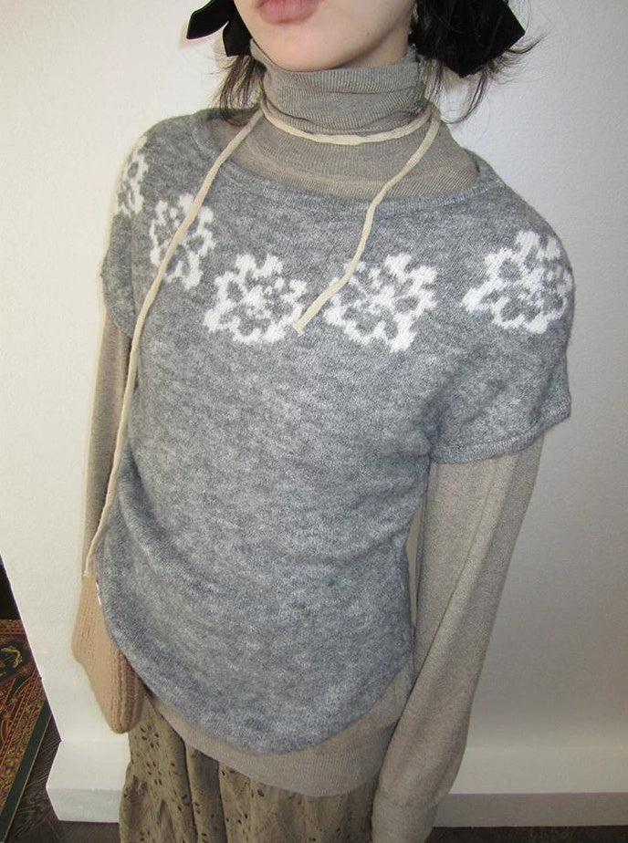 3months | VINTAGE GRAY KNIT SWEATER【ID:TN00044】