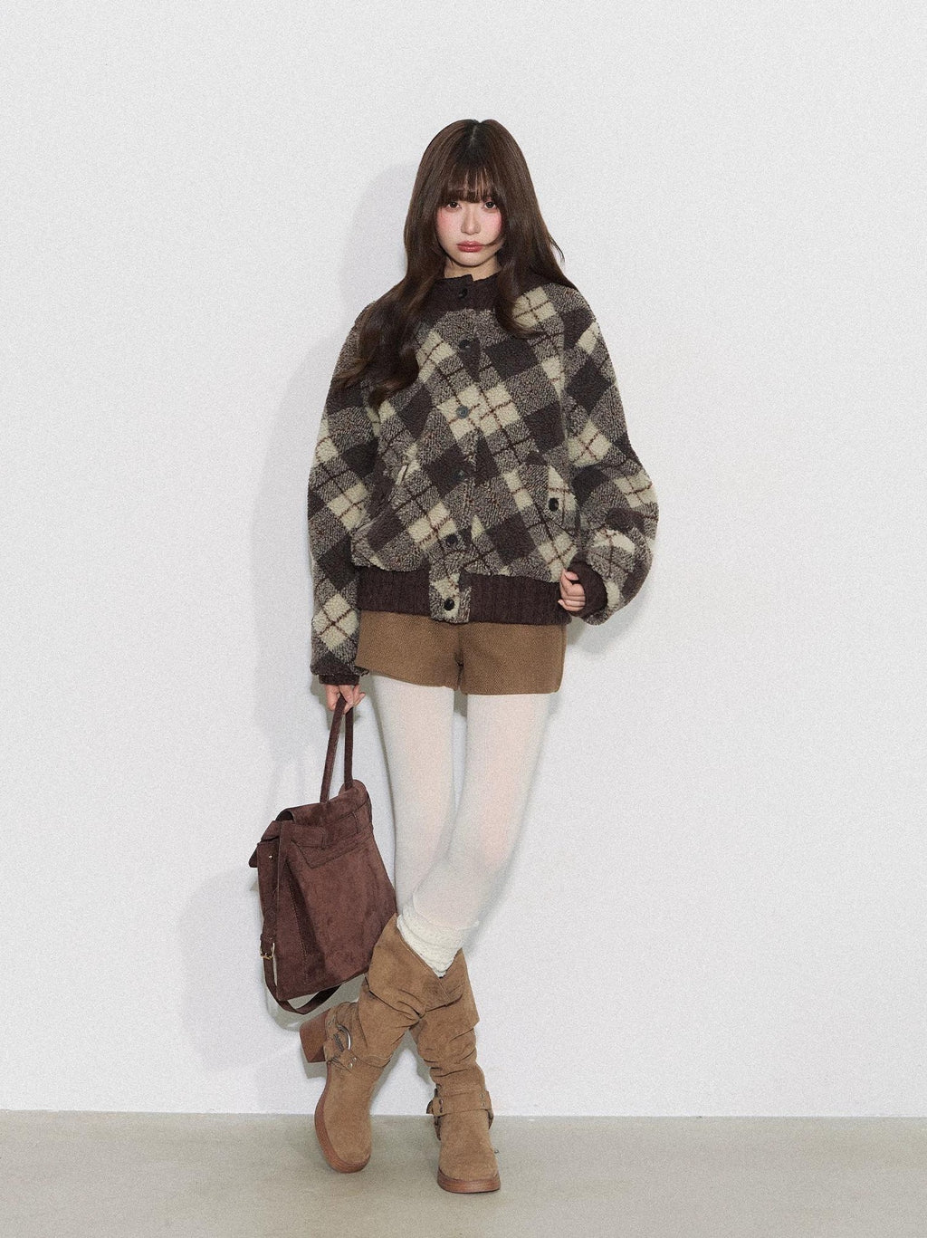 THELIGHT | PLAID KNIT SWEATER JACKET【ID:TN00098】
