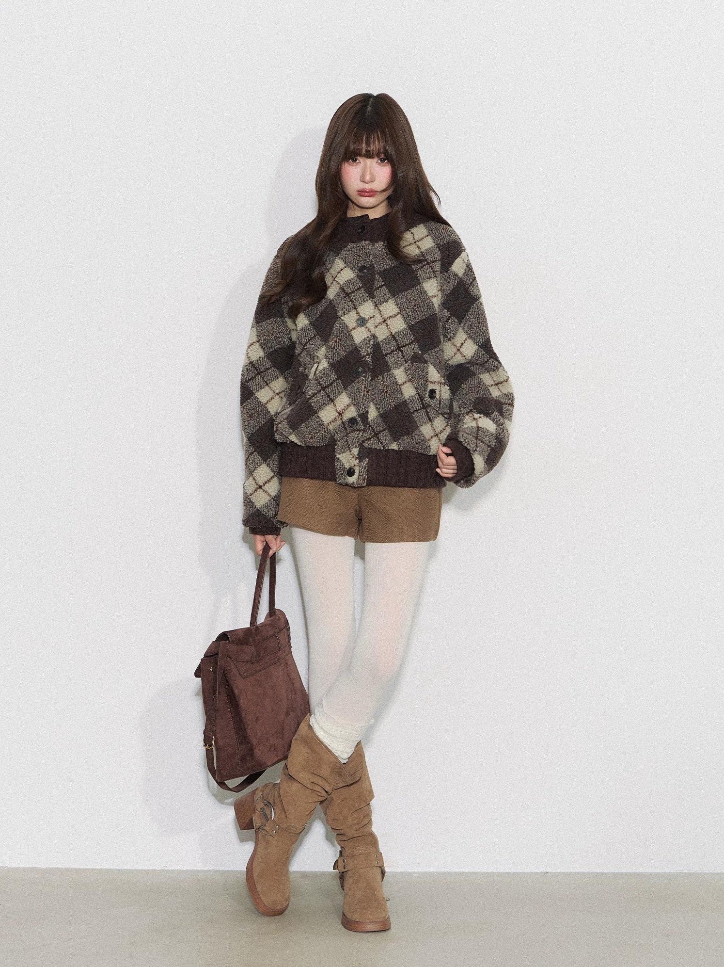 THELIGHT | PLAID KNIT SWEATER JACKET【ID:TN00098】