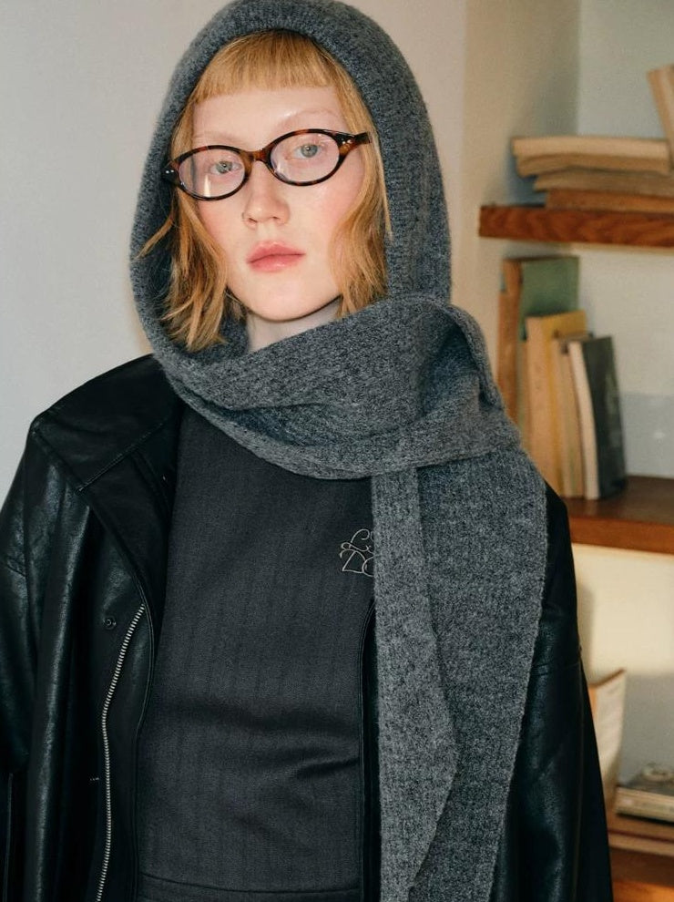 TRIA SELECT | KNITTED HOODED SCARF HAT SET【ID:TN00088】
