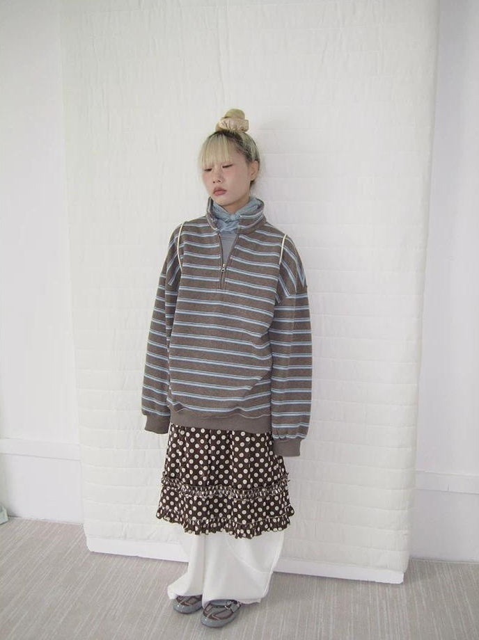 3months | RETRO STRIPED BOA SWEATER【ID:TN00065】