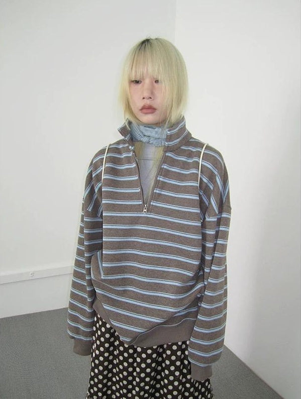 3months | RETRO STRIPED BOA SWEATER【ID:TN00065】