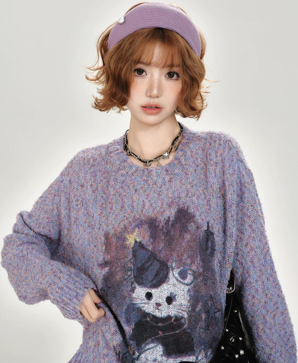 Girlyhalo |  RETRO PRINTED KNITTED SWEATER【ID:TN00008】