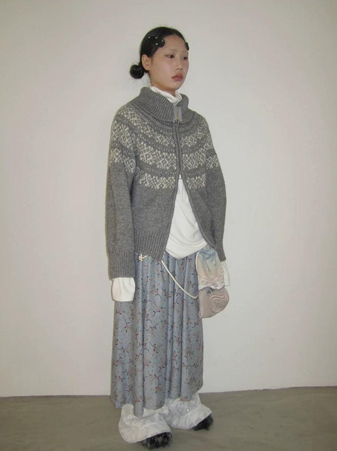3months | CASUAL FAIR ISLE KNIT CARDIGAN【ID:TN00067】