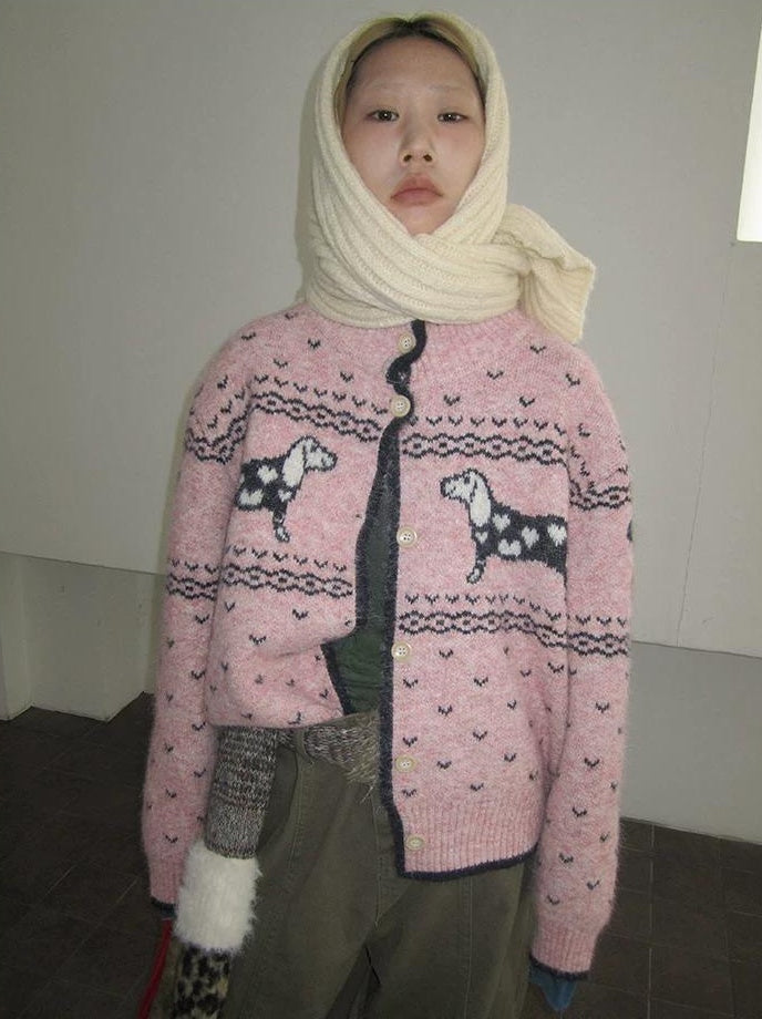 3months | SWEET JACQUARD HIGH NECK CARDIGAN【ID:TN00037】