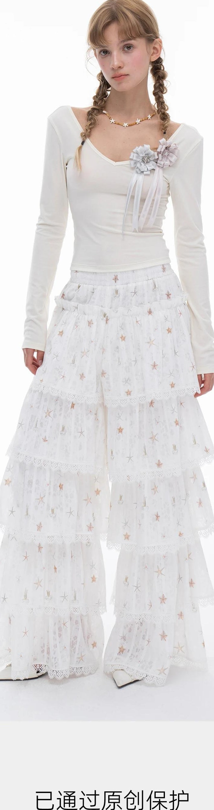 THELIGHT | LACE CRUSHED SKIRT PANTS【ID:TN00112】