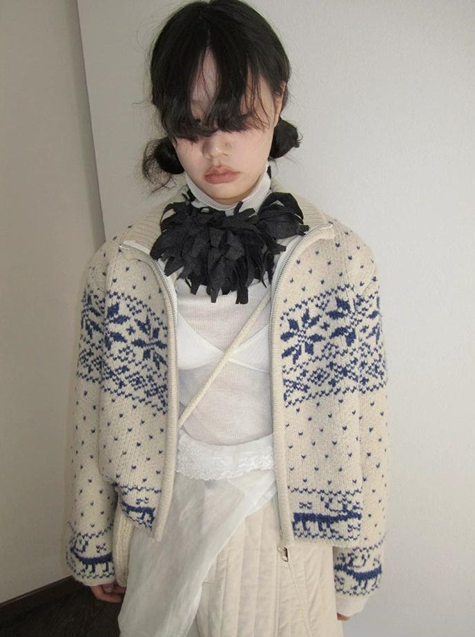 3months |  VINTAGE FAIR ISLE CARDIGAN【ID:TN00030】