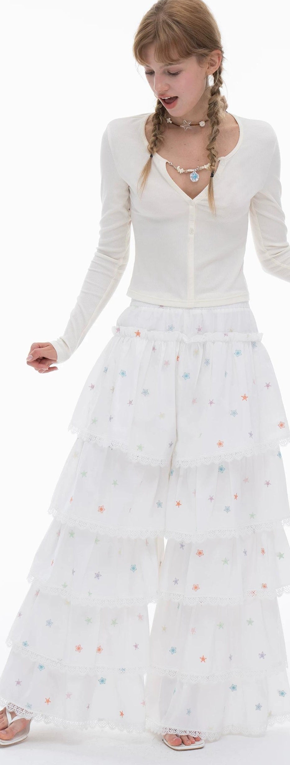 THELIGHT | LACE CRUSHED SKIRT PANTS【ID:TN00112】