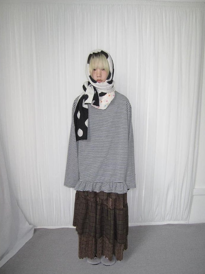 3months | PLAID LACE MAXI SKIRT【ID:TN00051】