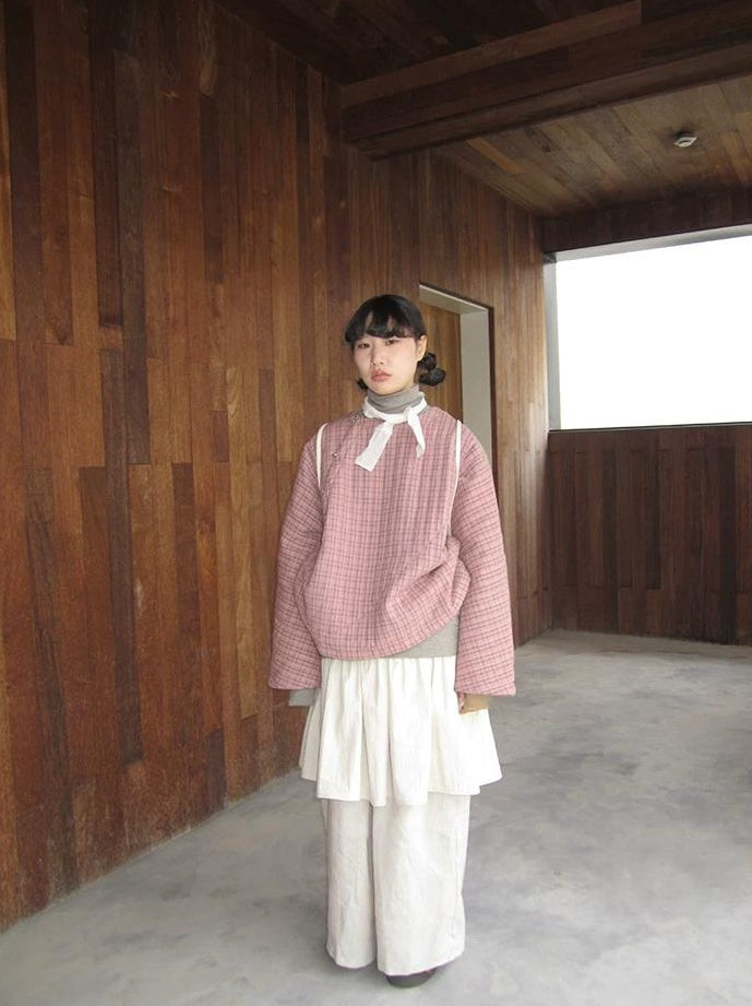 3months | PINK PLAID COTTON JACKET【ID:TN00034】