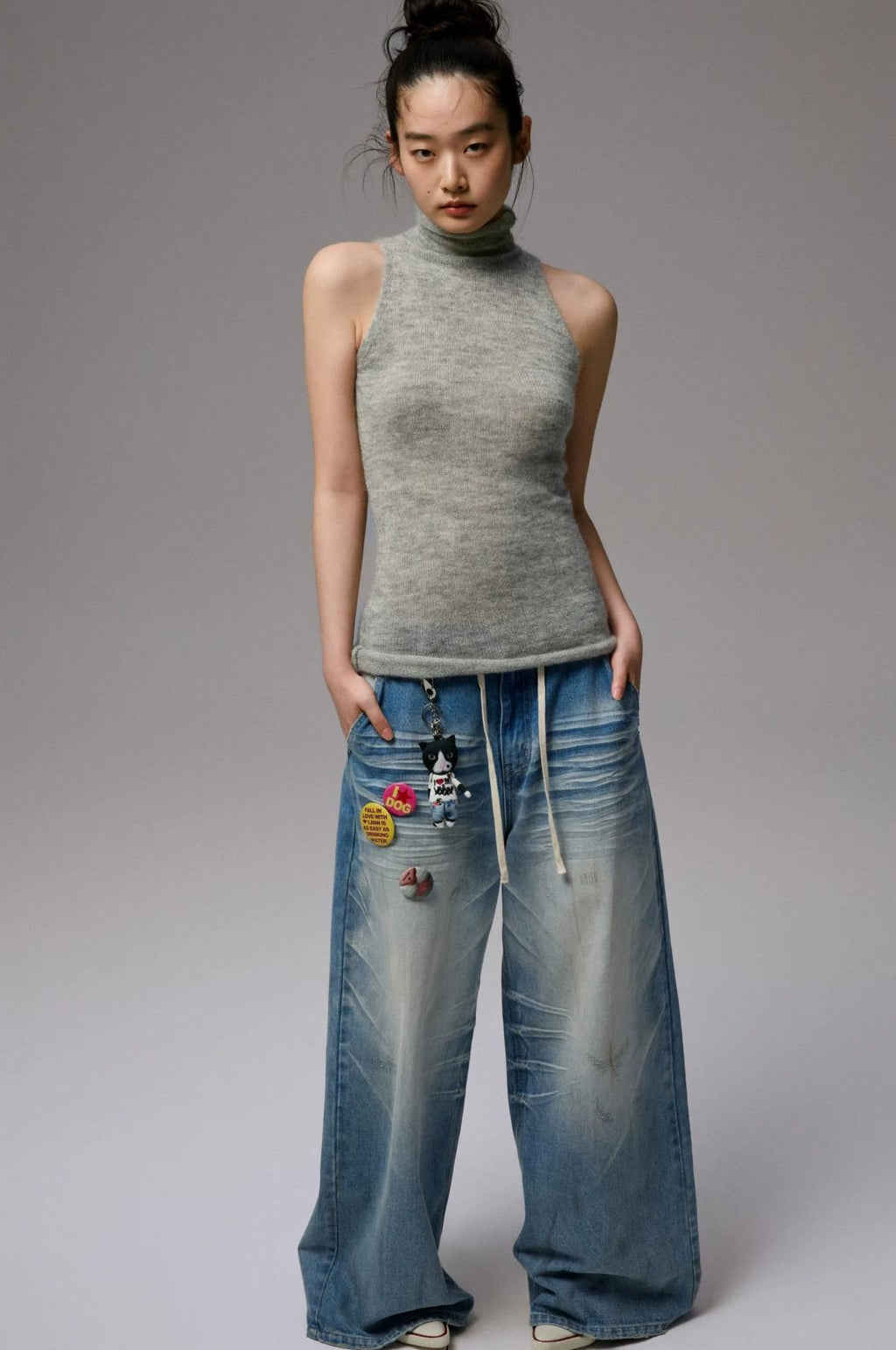 1JINN STUDIO | HIGH NECK MOHAIR KNIT TOP【ID:TN00069】